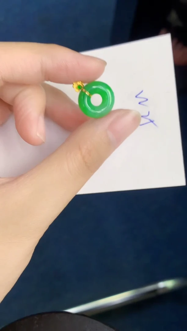 翡翠18K金镶嵌颈饰天然翡翠緬甸A貨