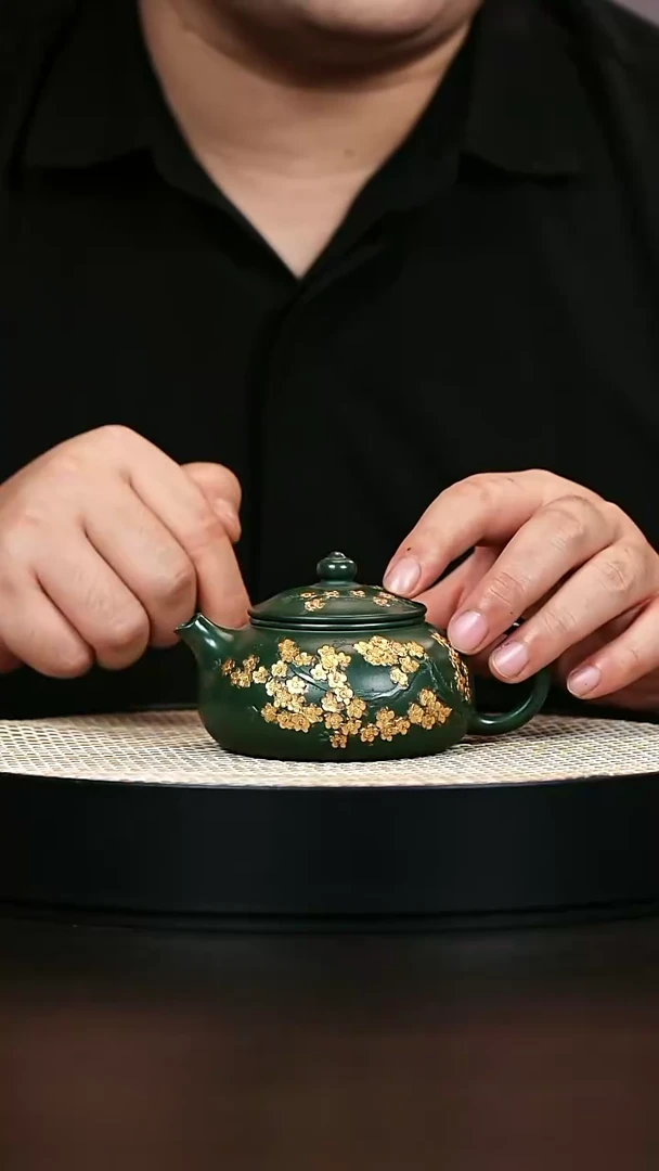茶壶紫砂寒江 绿泥