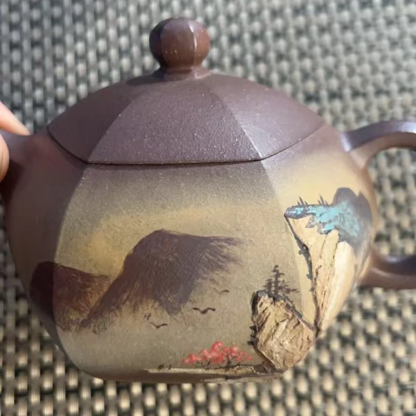 原矿紫砂主人杯品茗杯 底槽青 六方西施