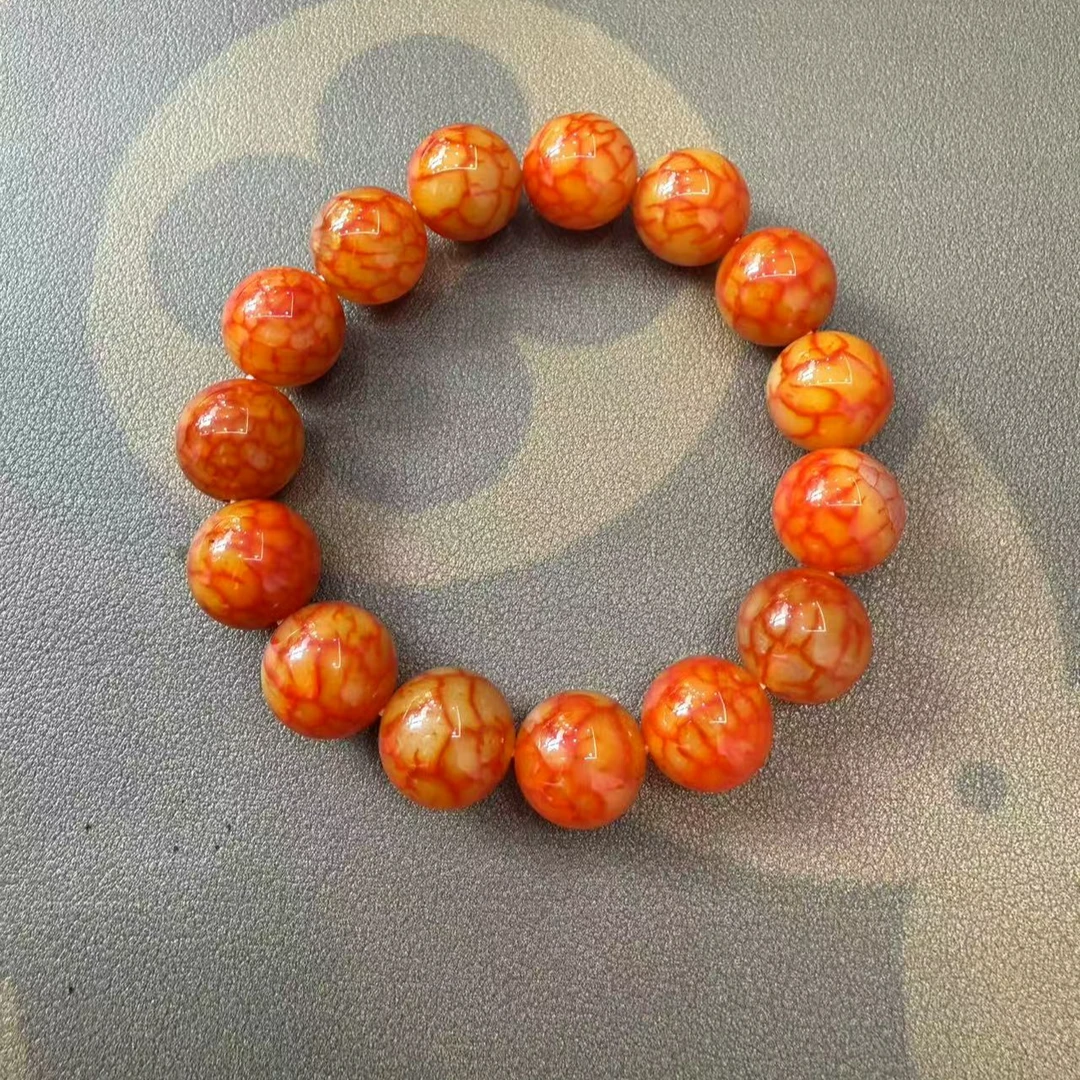 恐龙蛋甘文草玛瑙手串-M116