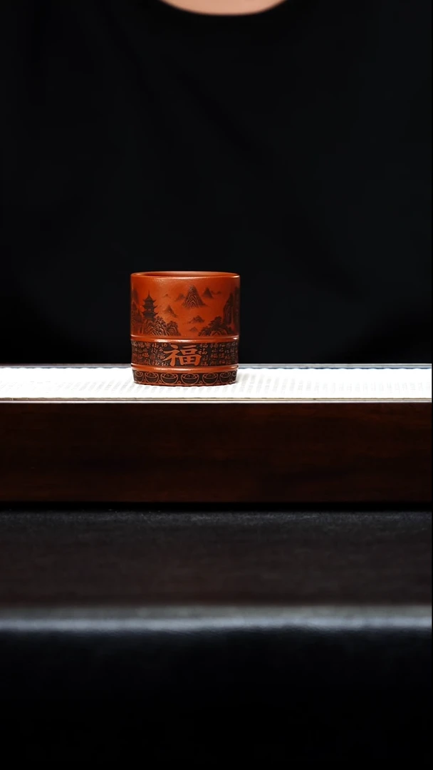 茶壶紫砂宜兴紫砂主人杯 竹节 大红袍h582