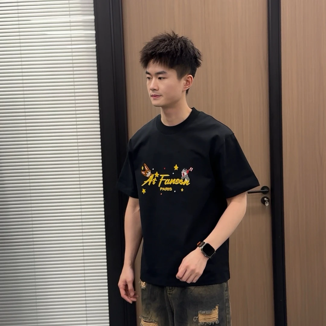 夏季新款（猫和老鼠）3D立体中空绣百搭纯棉圆领宽松T恤短袖BTL065