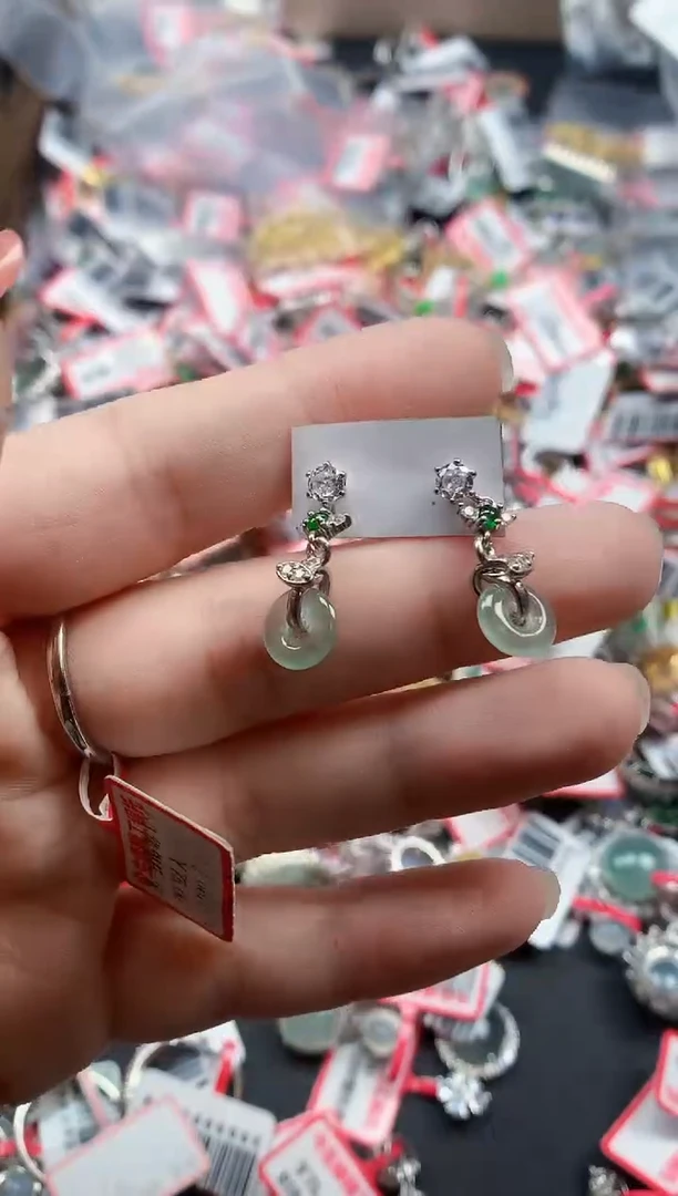 银S925镶嵌戒指翡翠天然A货缅甸翡翠