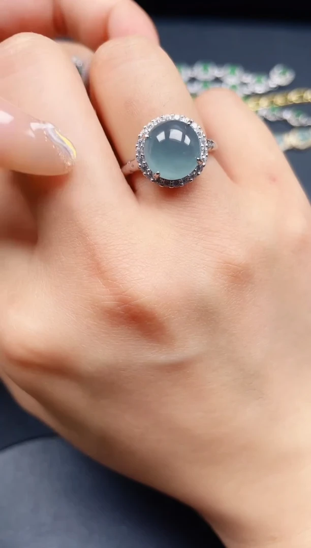 翡翠戒指银S925镶嵌432423