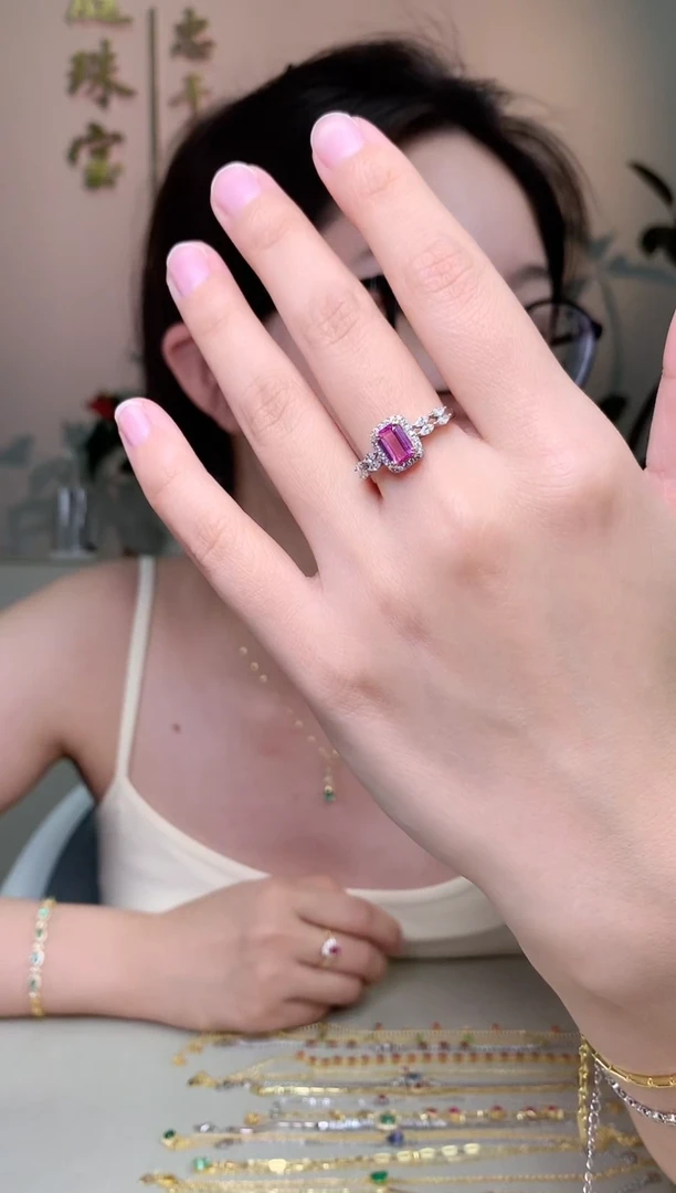 蓝宝石戒指银S925镶嵌蓝宝石戒指