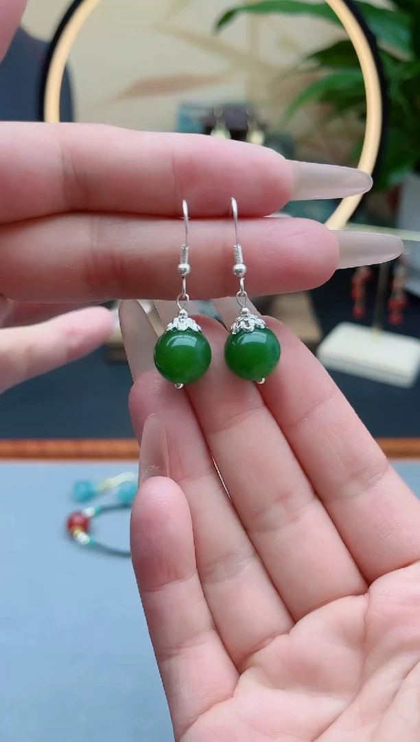 玛瑙/玉髓耳饰银S925镶嵌8895