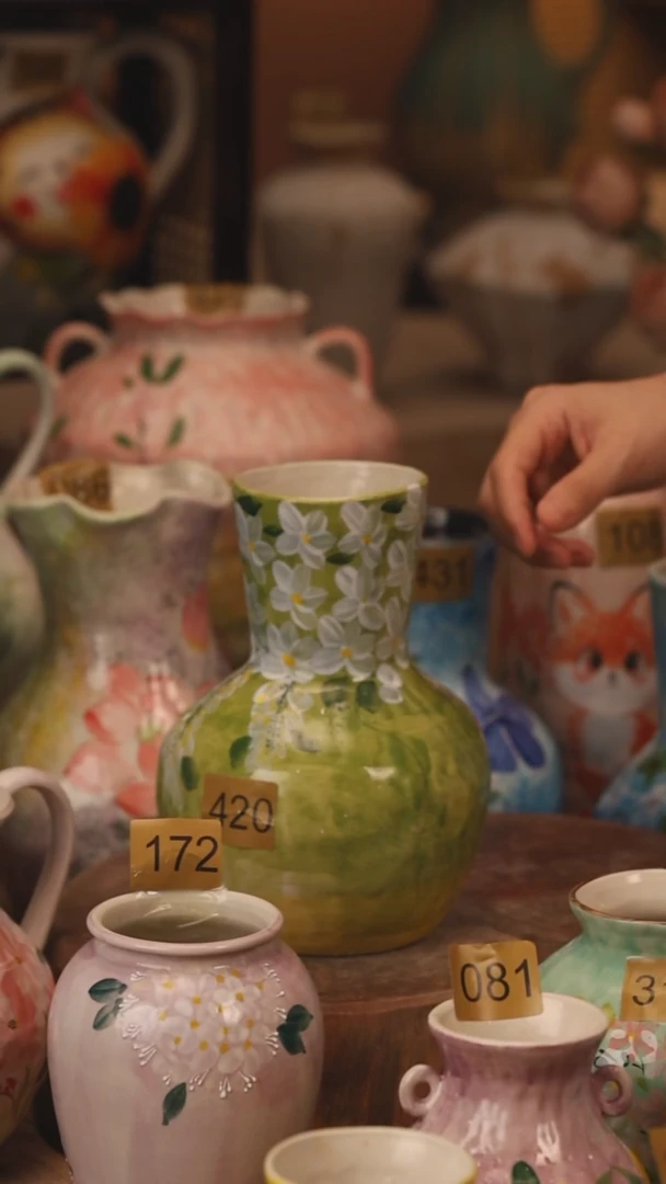 陶瓷420景德镇设计师手作花器摆件侘寂风