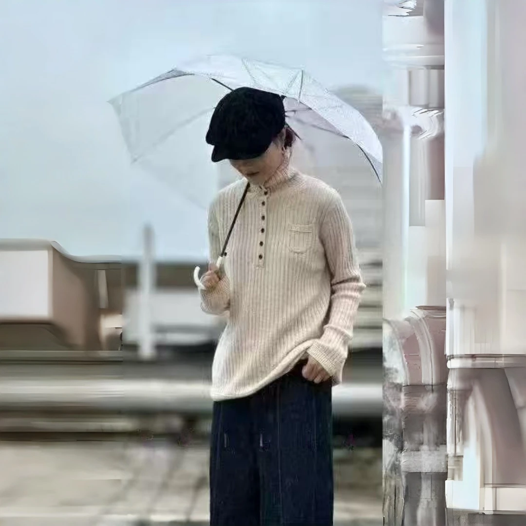 纯色浣熊绒立领休闲百搭套头款毛针织衫休闲毛衣高品质轻奢打底衫