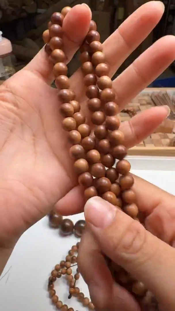 檀香木手串/手链檀香王0.8/108颗黑肉虎皮纹沉水