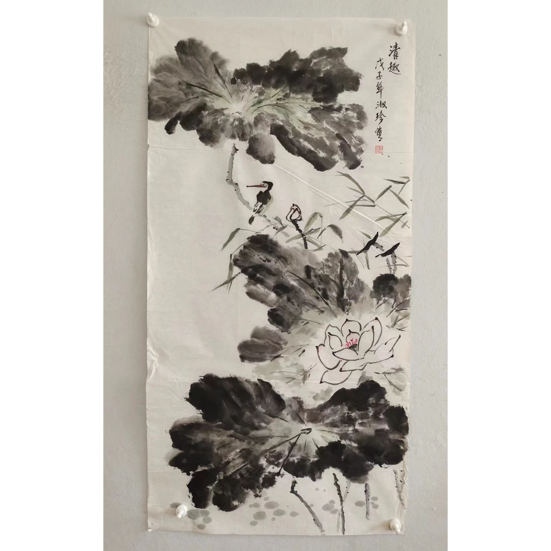 1488纯手绘《清趣》中堂  尺寸：137×68