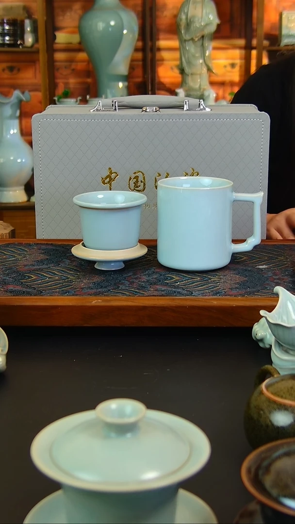 瓷片带滤网办公杯，全品