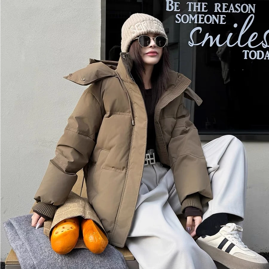 90白鸭绒羽绒服女短款2024冬季新款韩版宽松加厚抗寒小个子外套1