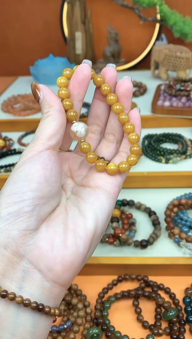 【闪购商品】蜜蜡手链未镶嵌单圈蜜蜡玛瑙手串