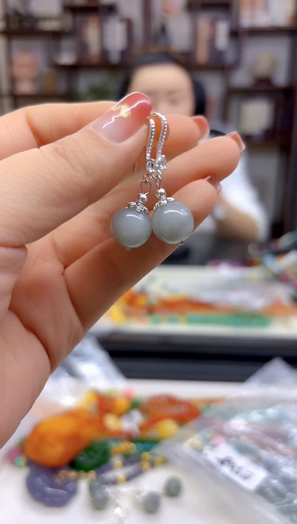 【闪购商品】翡翠耳饰银S925镶嵌E508