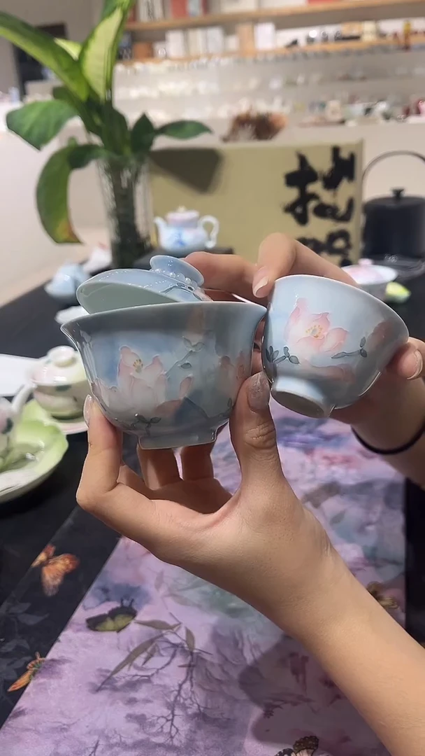 雾蔓玉兰盖碗＋杯