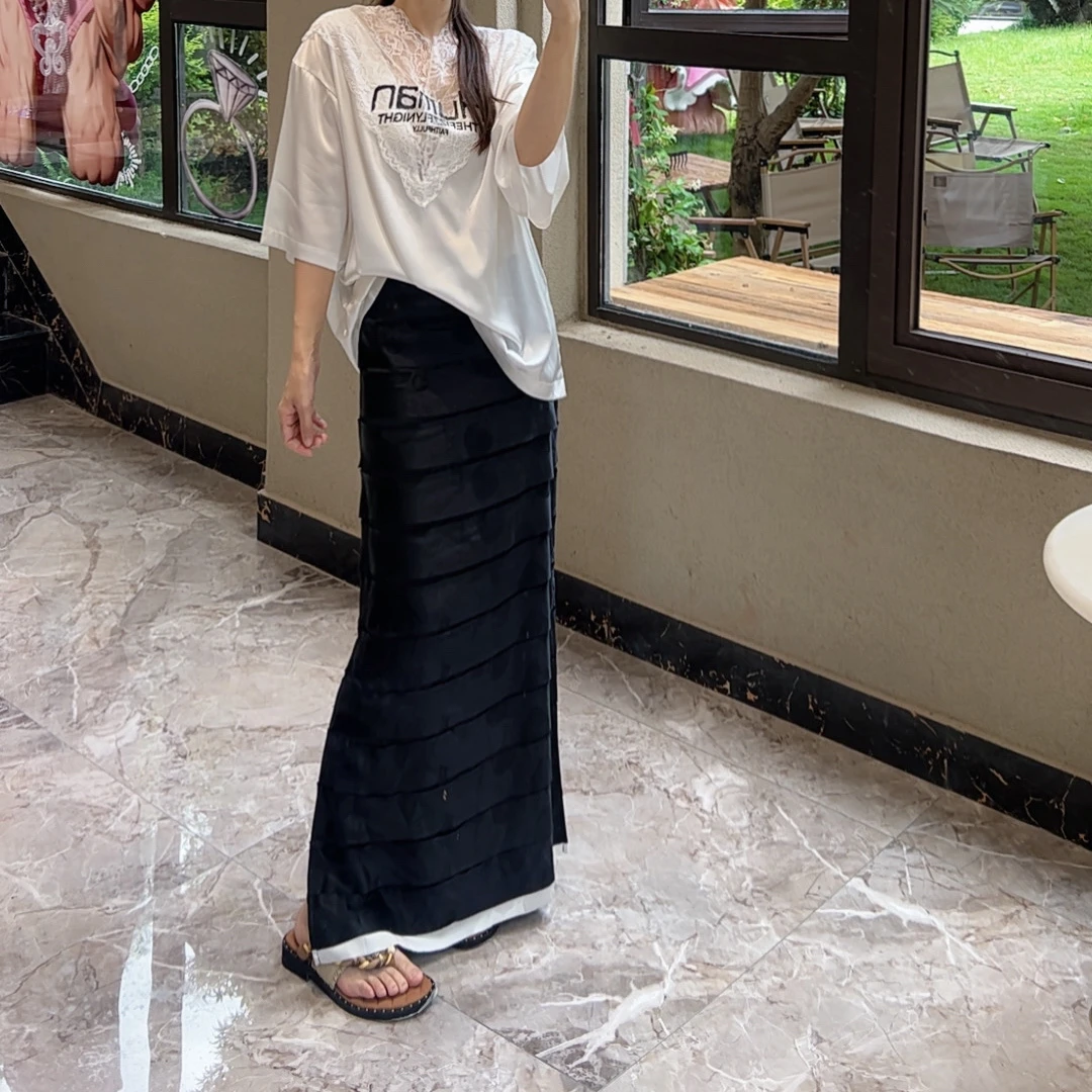 Fizzfly 设计师品牌25夏季 真丝花边层层半身裙 ganjue买手店