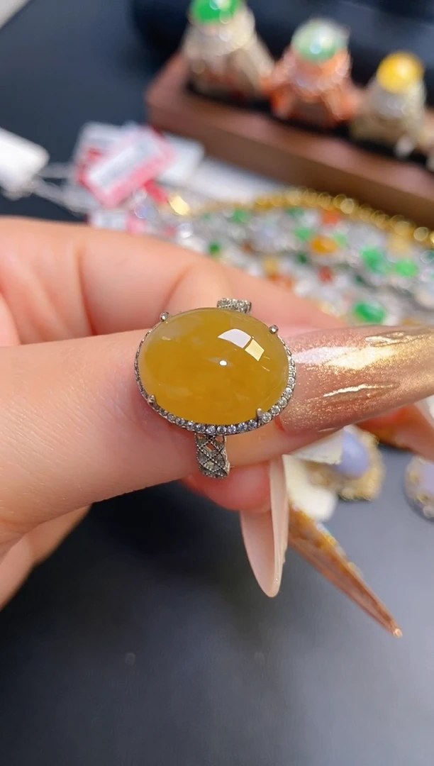 银S925镶嵌戒指翡翠天然