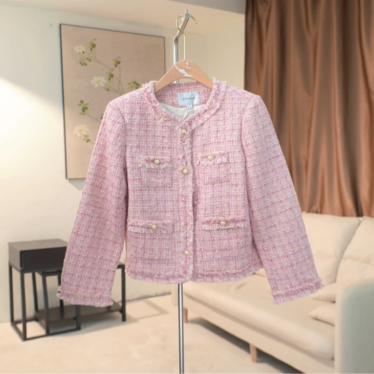 D081 洋气须边设计高质羊毛小香风外套女 38311