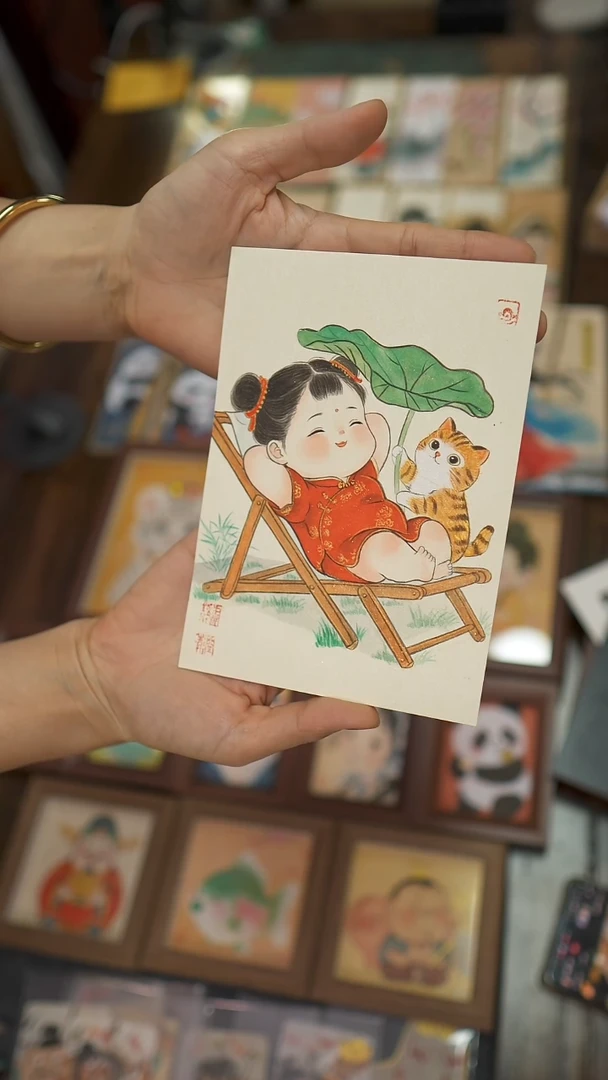 国画慵**猫7寸小女孩11111111111