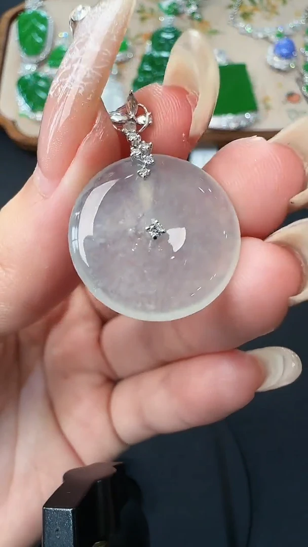 翡翠18K金镶嵌吊坠(不含链)24