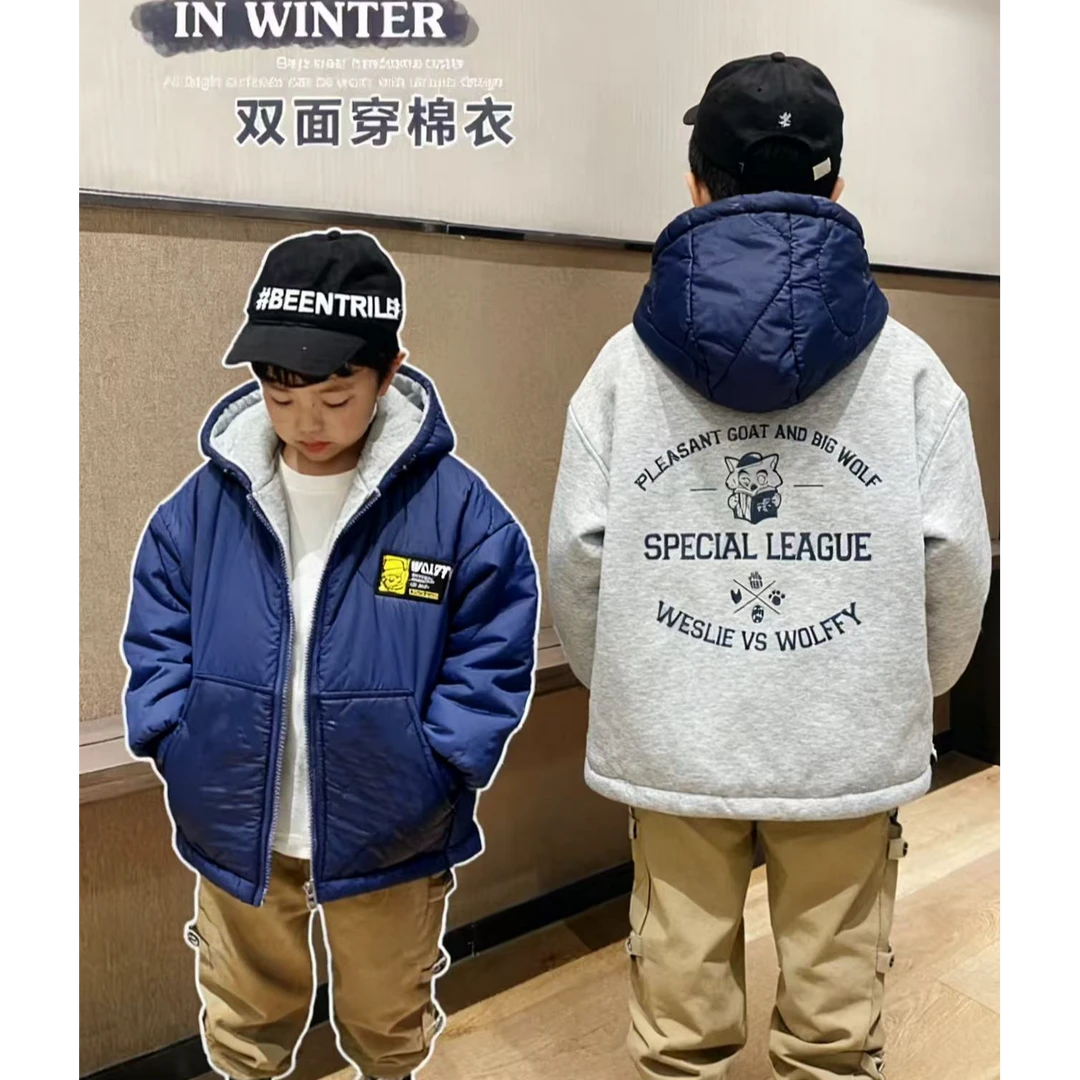 K486儿童连帽棉服双面加厚