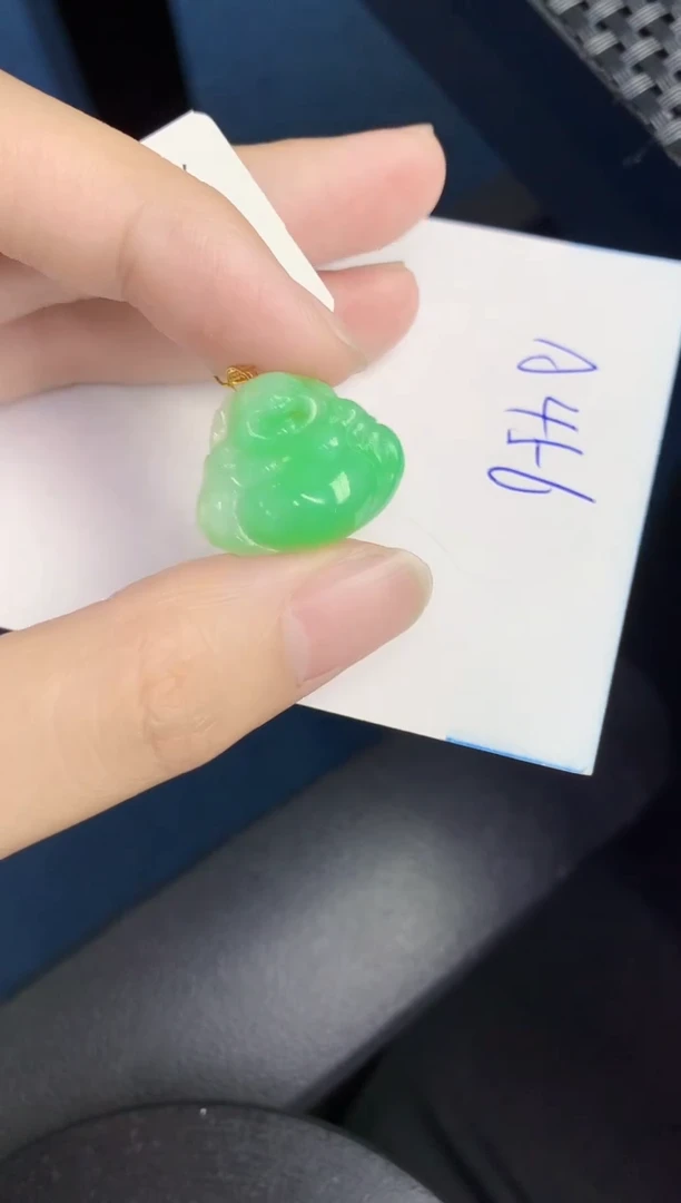 翡翠18K金镶嵌颈饰天然翡翠緬甸A貨