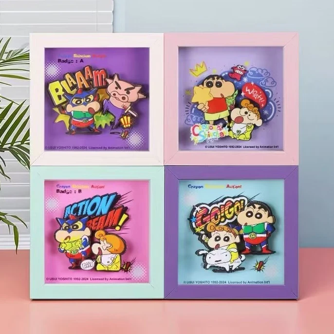 新款蜡笔小新周边礼物立体相框画动感超人儿童装饰画挂画