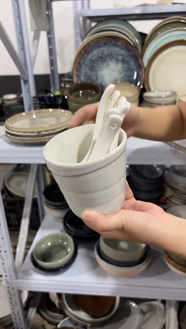 陶瓷外贸尾货瑕疵满20包邮X8 7个勺子1个筒