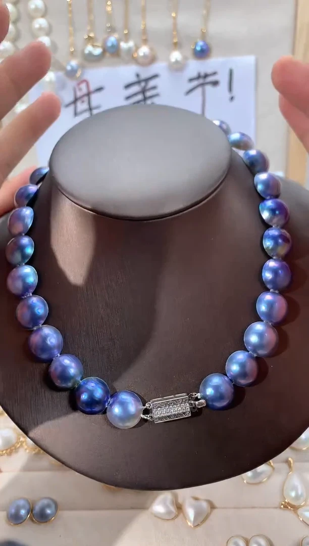 银S925镶嵌拼合珍珠（马贝珠）颈饰1