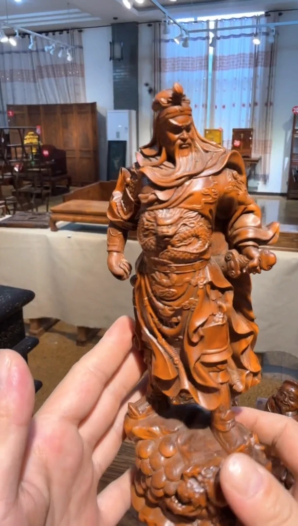 木 小叶黄杨木  关公  摆件