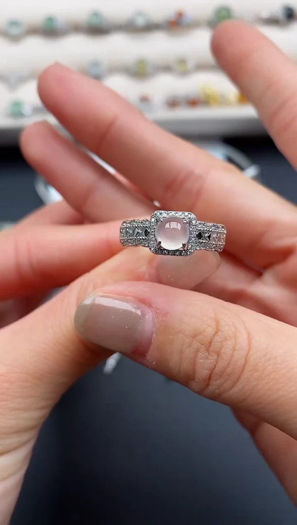 银S925镶嵌戒指翡翠3333333+4