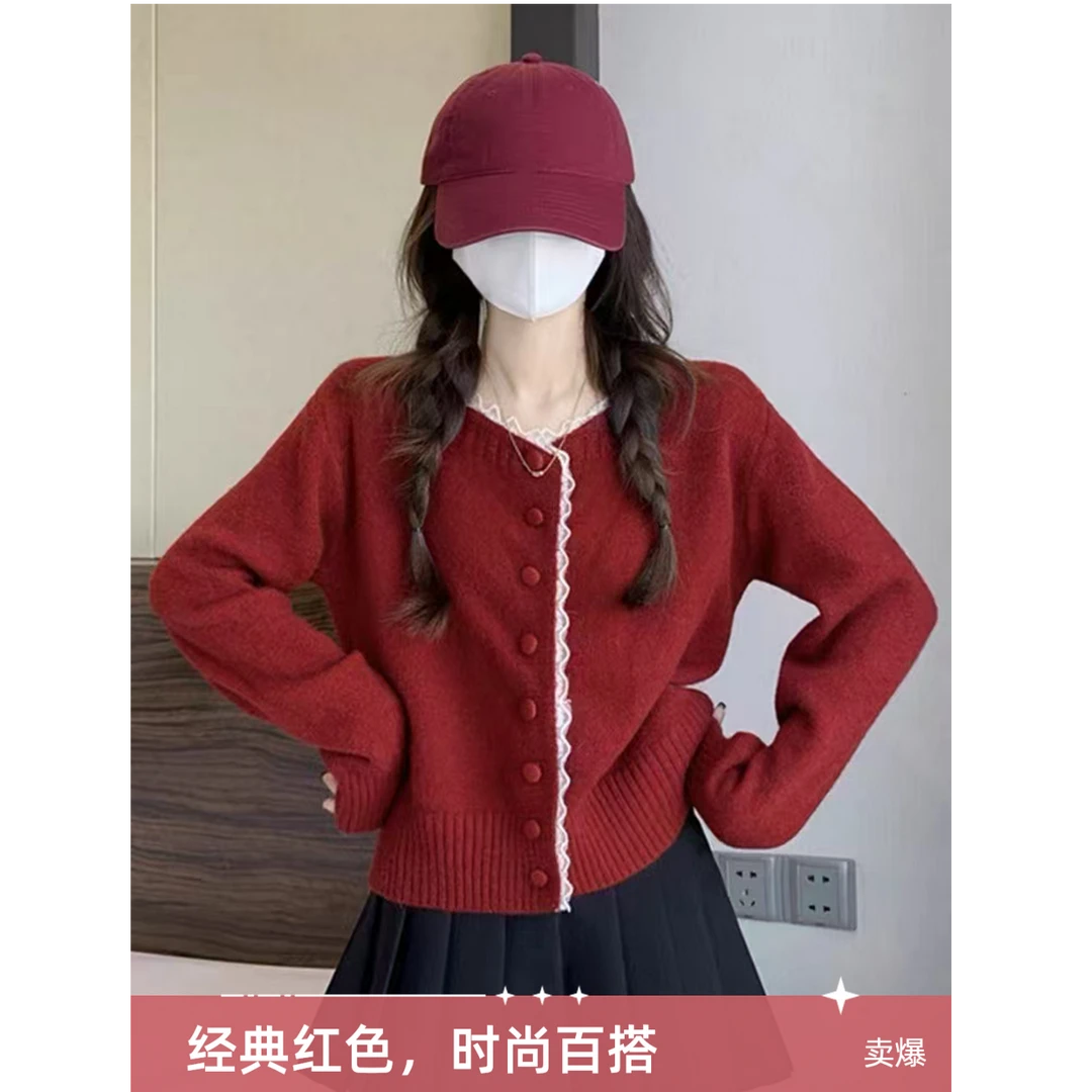 百搭长袖显瘦慵懒女装短款洋气开衫慵懒上衣毛衣慵懒风上衣秋季