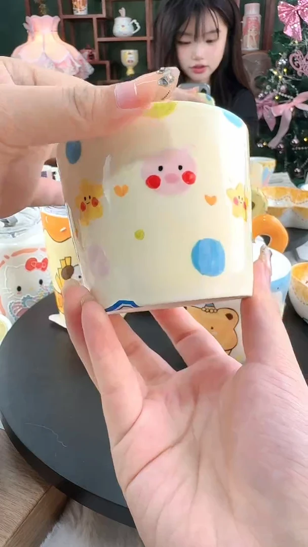 108高温陶瓷釉下彩 手作玉泥 杯子