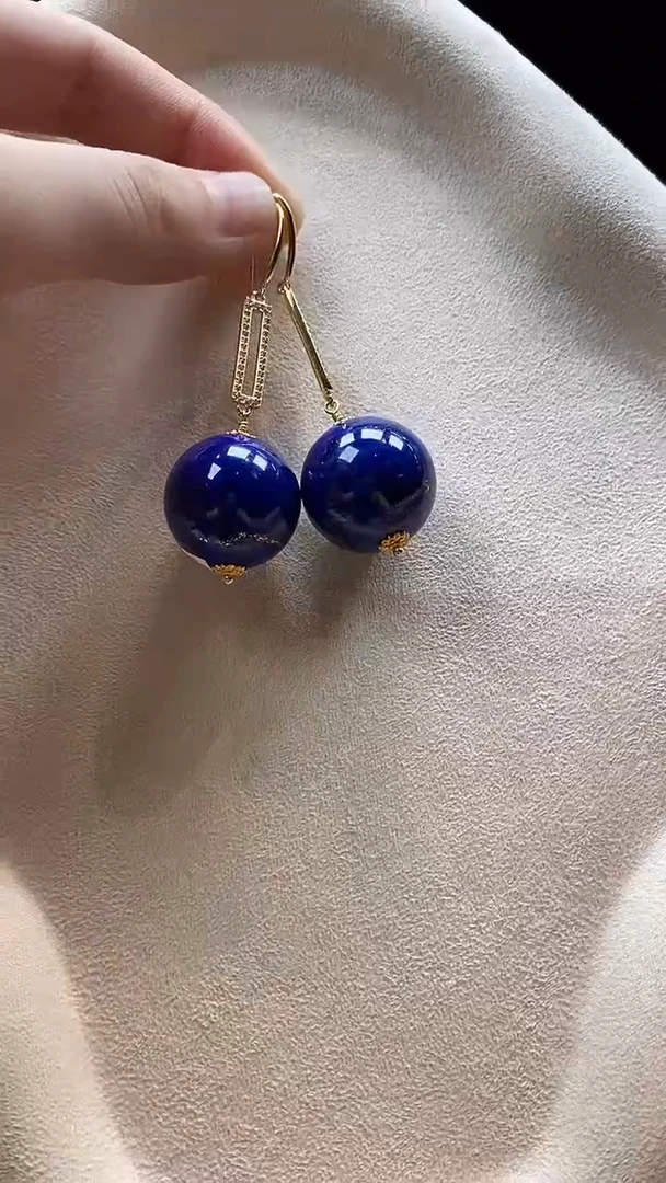 银S925镶嵌青金石耳饰耳环