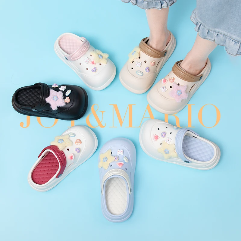 J&M/快乐玛丽春夏季洞洞鞋女休闲平跟包头拖平底日常包头居家透气