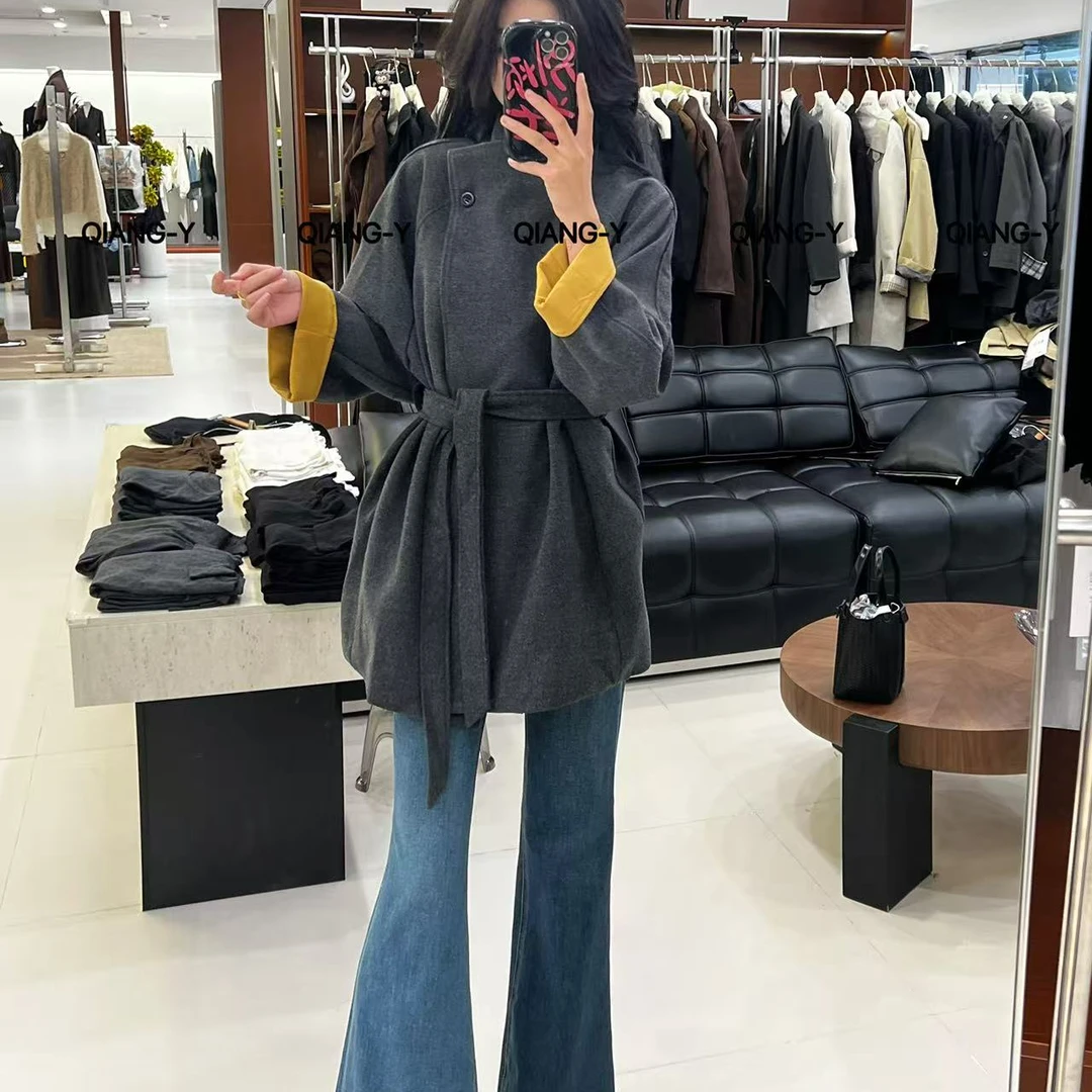 千金风气质常规休闲中长款女毛呢外套613