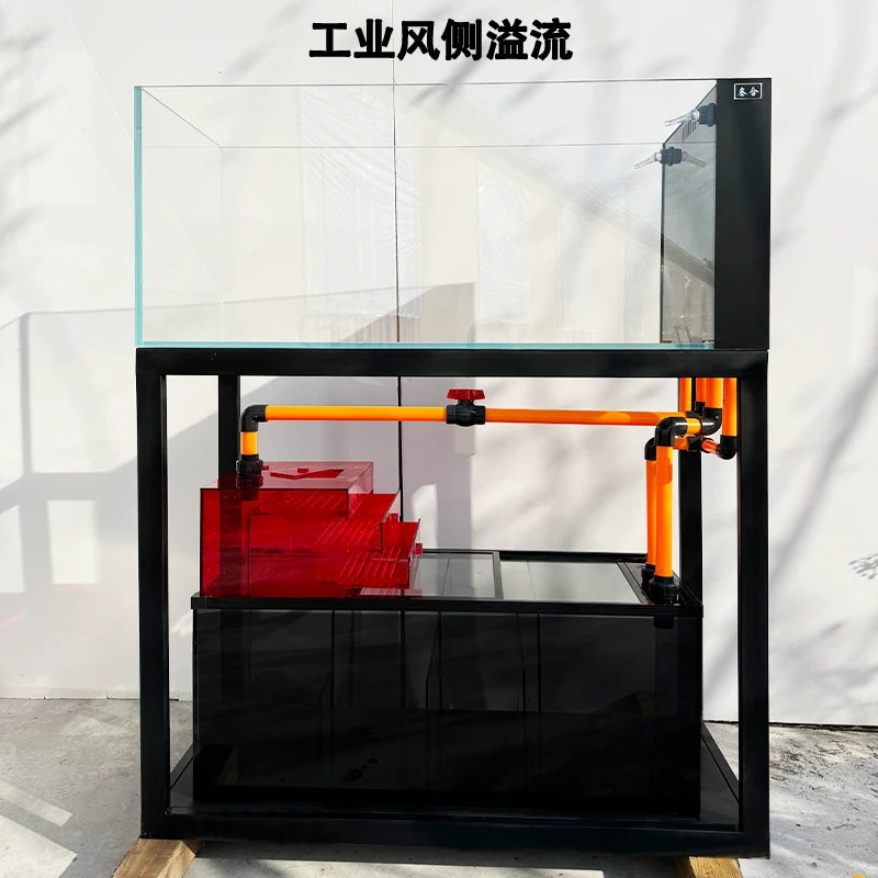 单缸溪流缸原生溪流缸侧溢流造景鱼缸工业风