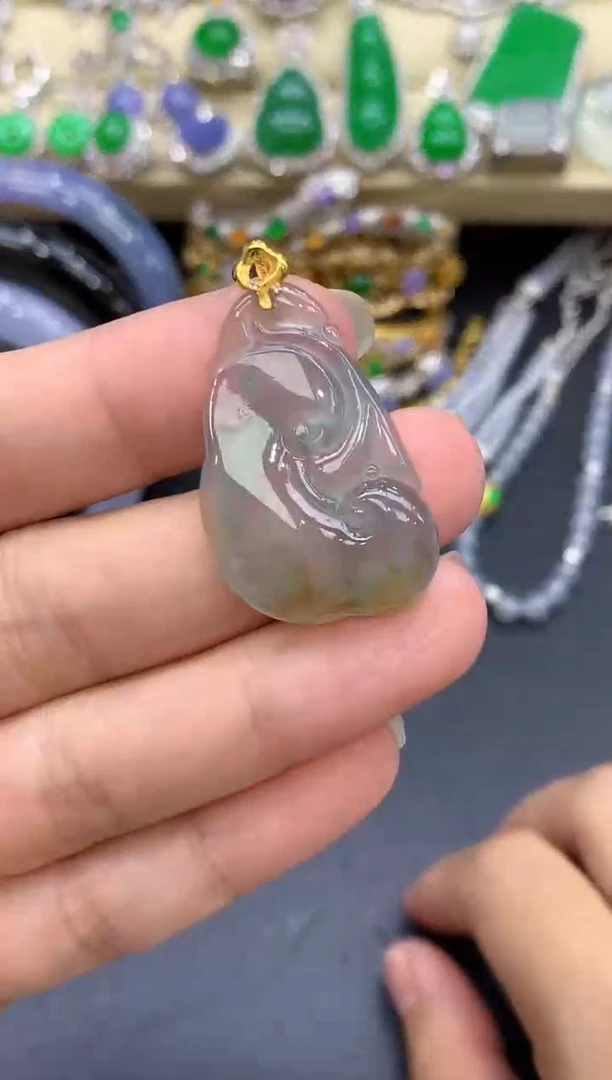 颈饰18K金镶嵌翡翠134-中国好珍宝