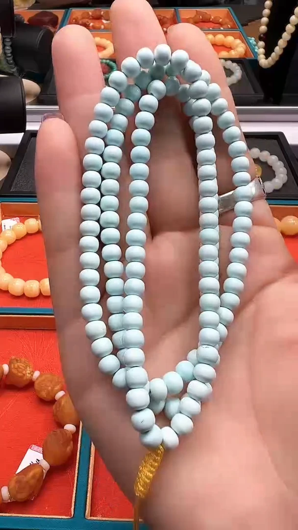 未镶嵌绿松石颈饰国检证书 5+绿松石高瓷精品精工老型珠多圈一条
