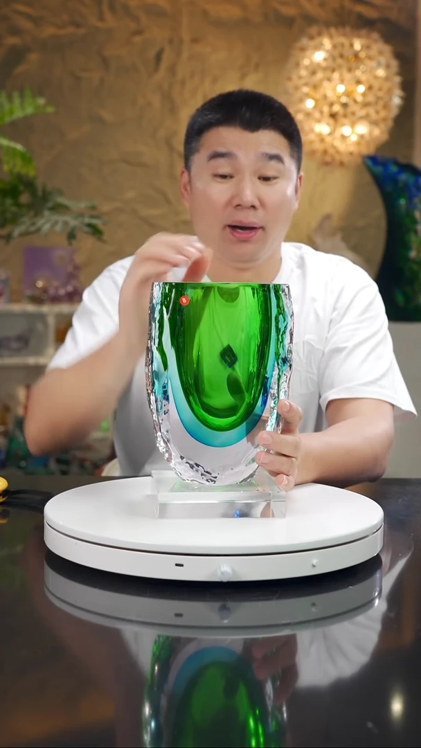 摆件福利蓝绿花瓶8号