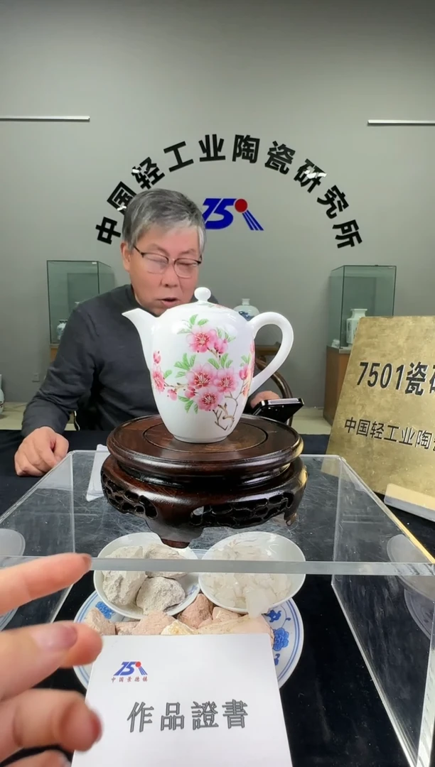 瓷摆件水点桃花掌壶