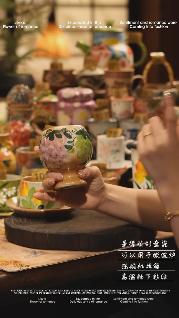 陶瓷景德镇高温釉下彩绘设计师款式