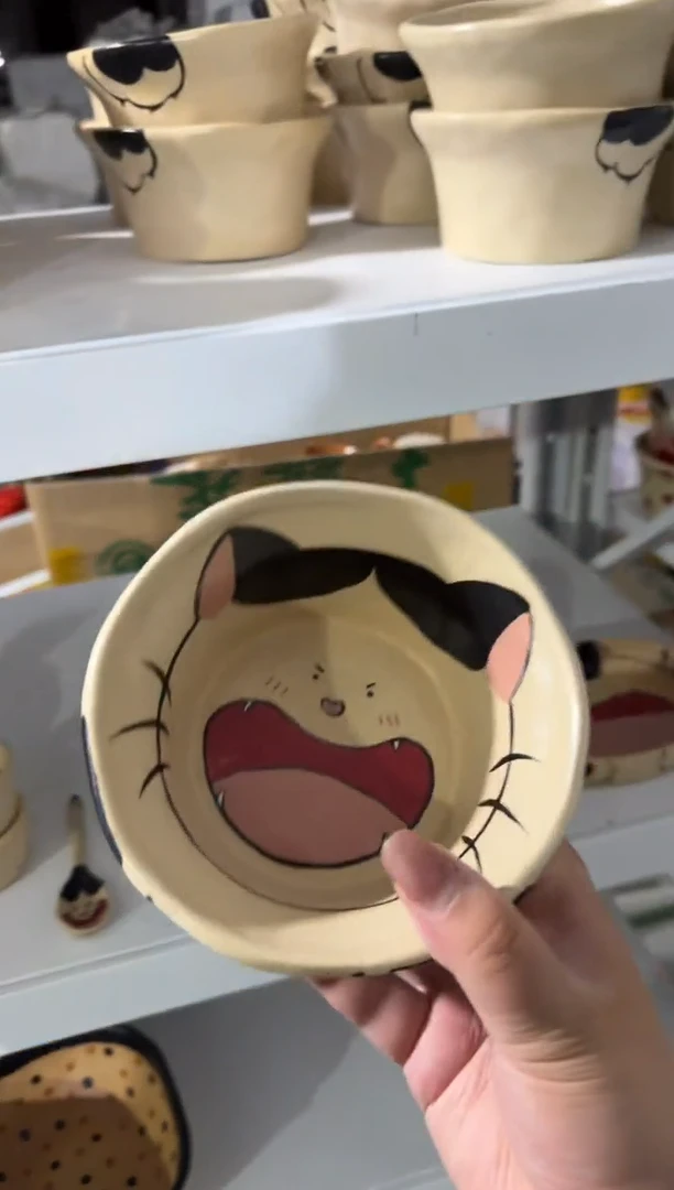 陶瓷猫咪果篮【十里高温釉下彩陶瓷】