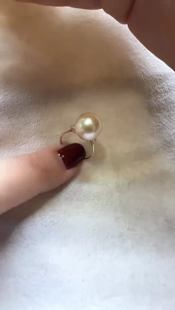 【闪购商品】海水珍珠戒指18K金镶嵌金珠戒指