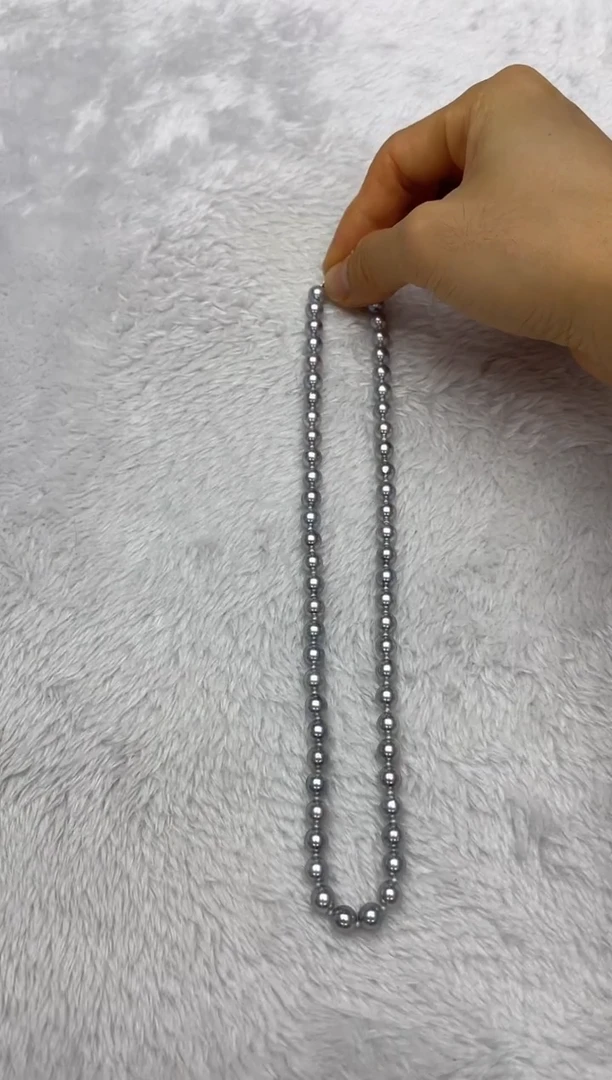 海水珍珠银S925镶嵌项链AK真多麻6.5-7mm