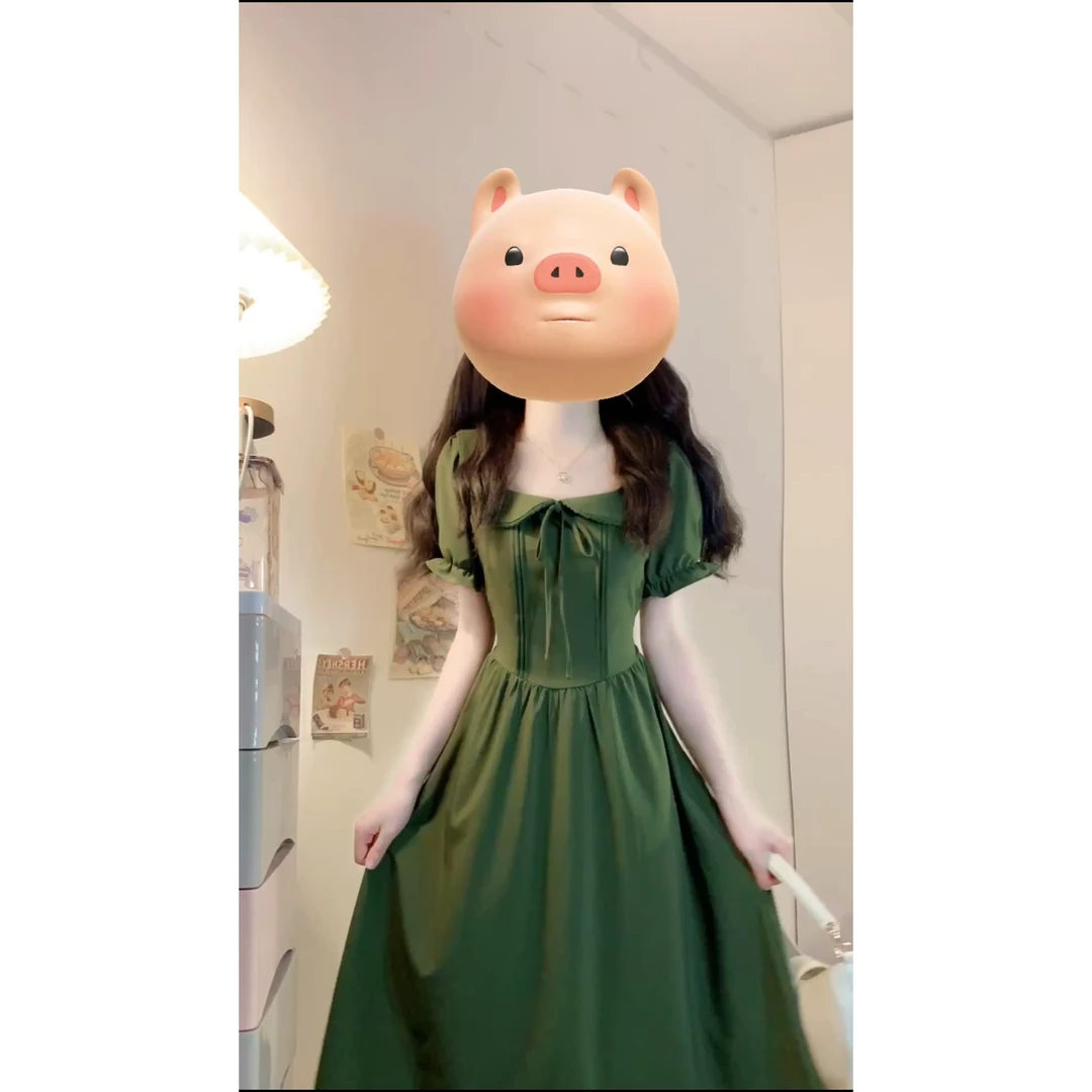 胖MM大码法式气质复古女夏季新款设计感显白A字连衣裙