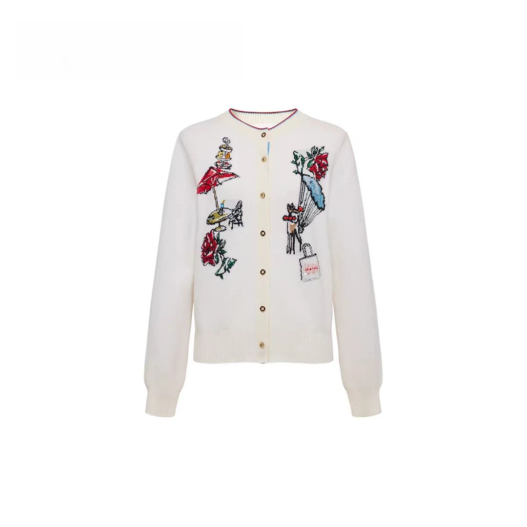 250954 设计师气质针织开衫春秋衫秋季大牌羊毛打底外套开衫