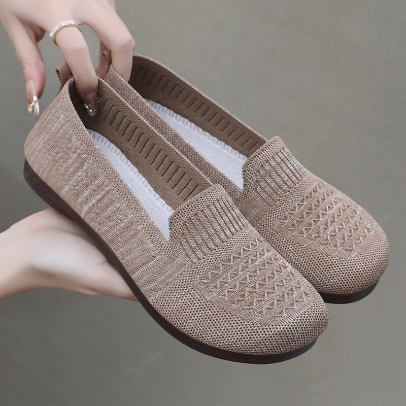 意迪森中老年女秋季休闲布鞋网面百搭老年轻便舒适软底单鞋