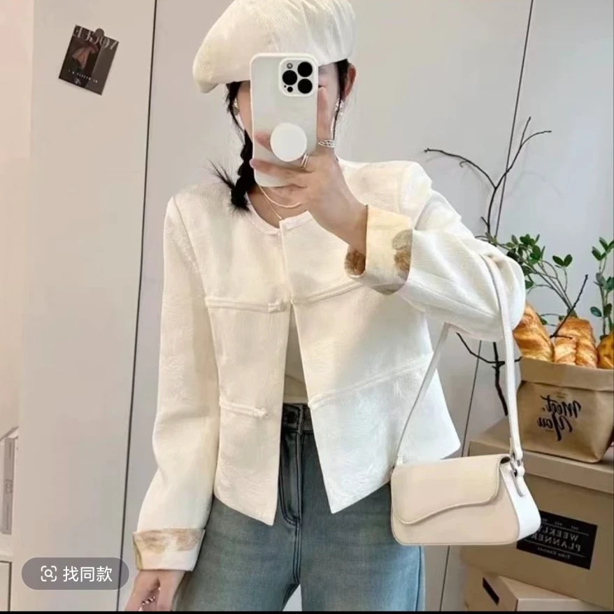 24031AA早春新款新中式轻奢短款外套国风小夹克外套女气质绣花