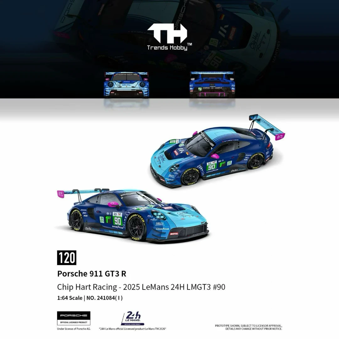 JMS【现货】TH#120保时捷911 GT3R 2025勒芒24H #90 1:64合金模型